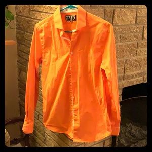 Express small men’s dress shirt orange.